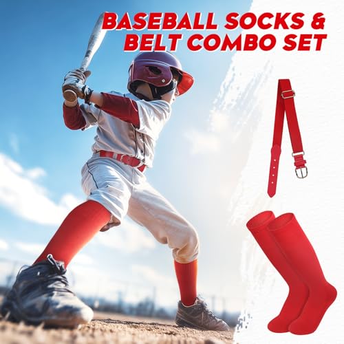 Youth Baseball Socks and Belt Set Softball Baseball Socks and Elastic Waist Belt for Youth Boys Girls2