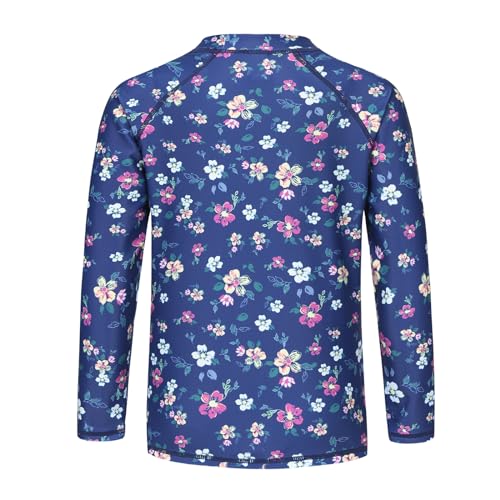 Image of Girls Long Sleeve Swim Shirt Rash Guard for Girls One Piece Bathing Suits with UPF 50+ Sun Protection 3-16 Years