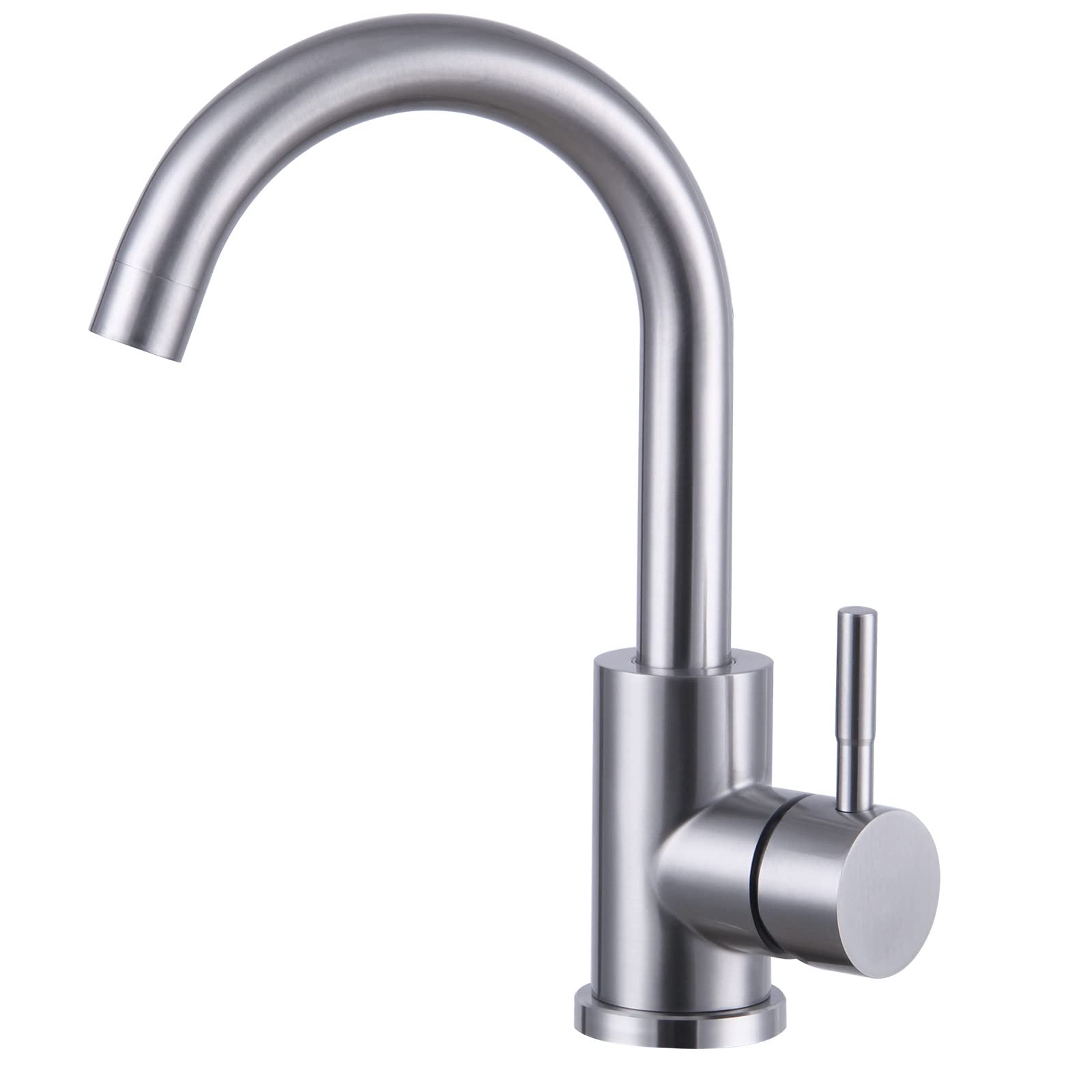 Waschtischarmatur Aus Edelstahl, Gebürstet Silber – 360° Drehbar, Mit Keramikkartusche, Einhebelmischer, 60 Cm Schläuche, Für Warm- Und Kaltwasser