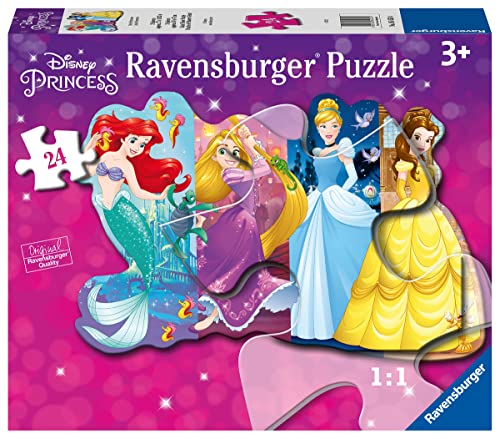 Ravensburger Disney Princess Pretty Princesses Shaped Floor Puzzle 24 Piece Jigsaw Puzzle for Kids – Every Piece is Unique, Pieces Fit Together Perfectly, Model Number: 05453