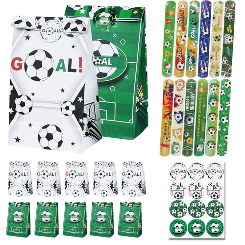 12 Fußball Papiertüten Geburtstagstüten, Kinder Candy Fußball Tüten aus Kraftpapier mit...
