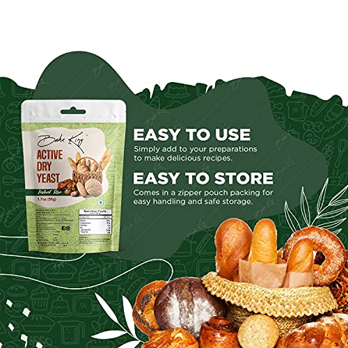 Image of BAKE KING Active Dry Yeast Powder 50gm, Yeast For Bread and Pizza Making at Home 50gm