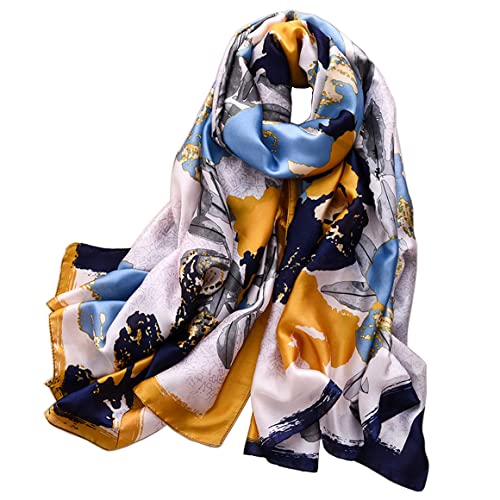 Image of ZDMHSH Fashion Scarves Scarf 100% Silk Feeling Scarf Silk Like Scarves Long Lightweight Sunscreen Shawls for Women