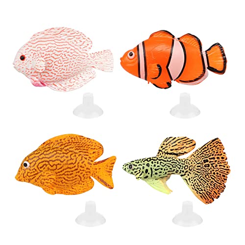 Binnan 4 Pezzi Pesci Finti per Acquario,Finto