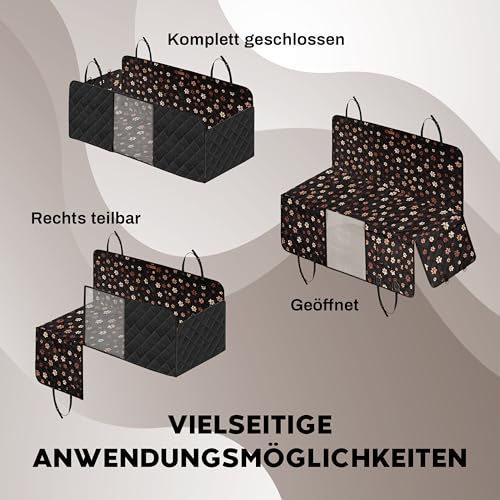 Hainberger Hundedecke Auto Rückbank Wasserabweisende Kratzfeste Autodecke für Hunde wasserdichte rutschfeste Autoschondecke mit Seitenschutz und Sichtfenster,4-in-1 Rücksitzschoner 137x147(mit Muster)