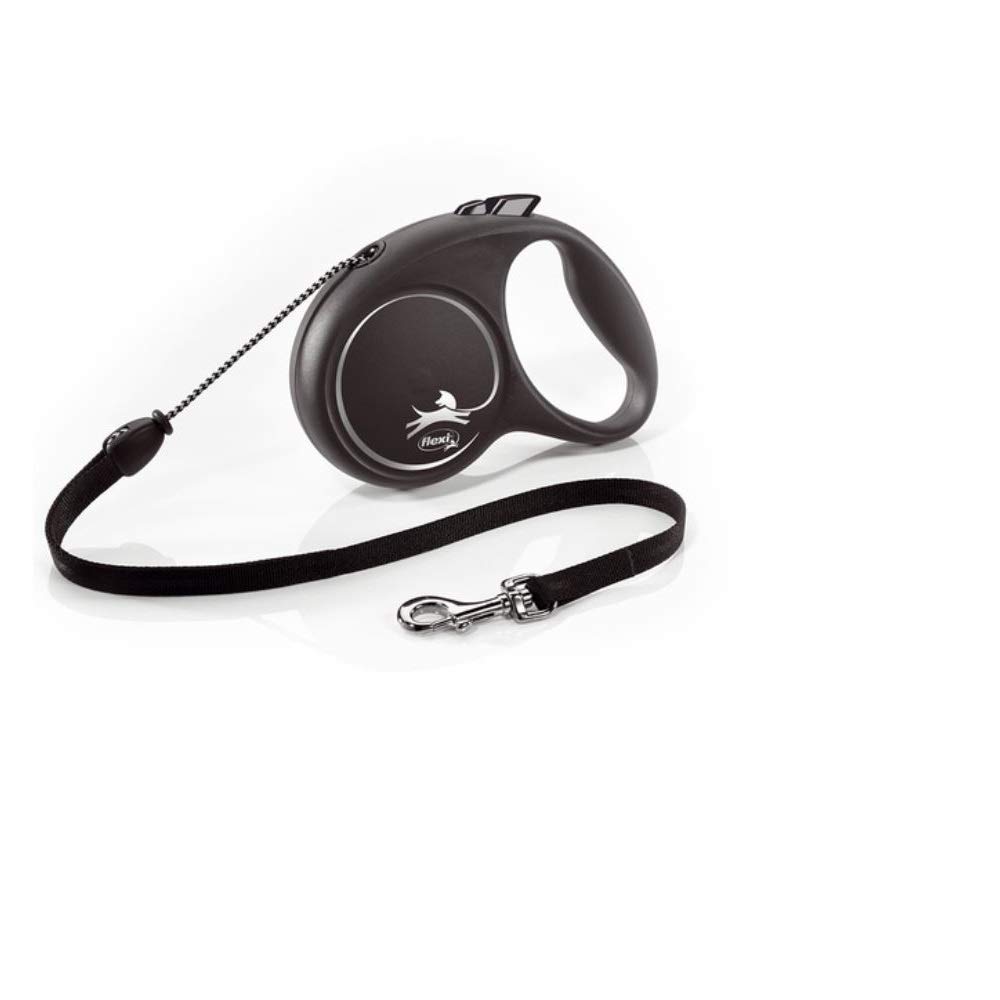 flexiBlack Design Cord Black Medium 5m Retractable Dog Leash/Lead for dogs up to 20kgs/44lbs