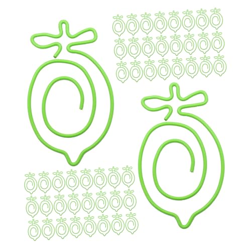 FONDOTIN 100個入り属製レモン型ペーパークリップ 書類整理になドキュメントオーガナイザー 丈夫で再利用可能なワイヤー製ファイルクランプ