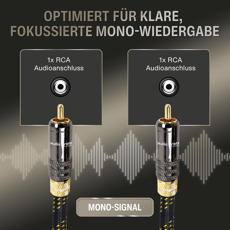 audio pirates by cammica Cinch Kabel 1x RCA Stecker auf 1x RCA Stecker, Audio-Kabel | High-End Audiokabel mit Metallgehäuse & Goldkontakten (3 Meter)