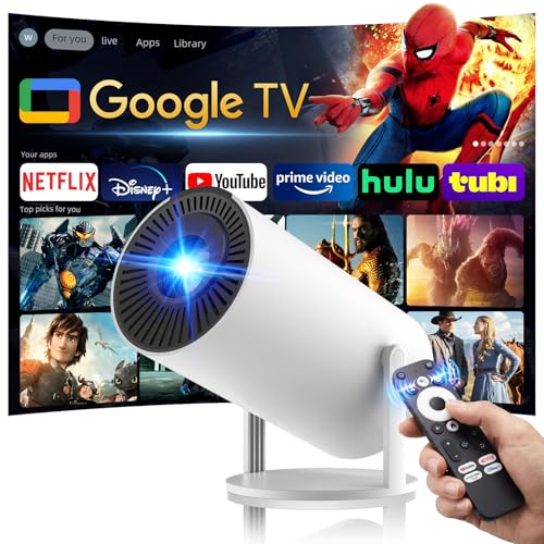 [320ANSI/Google Store/Voice Control] Smart Projector with WiFi and Bluetooth 10 000+ Apps Pericat 4K UHD Home Theater Portable Mini Movie Projector Indoor & Outdoor Use [180 & Netflix-Compatible]