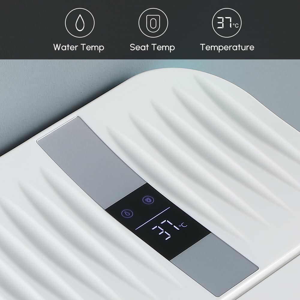 Homary Toilette Japonaise avec Chasse d'Eau Automatique 5L, WC Japonais Monobloc à Poser avec Siège Chauffant et Éclairage LED, Séchage à l'Air Chaud, Blanc, Sortie Horizontale (70x40x50cm)
