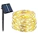 SALCAR Solar 10m LED Leuchtdraht, Außen 100er Garten LED Dekorative, Außenbeleuchtung Kupferdraht LED Lichterkette Wasserdicht Solarbetriebene - Warmweiß