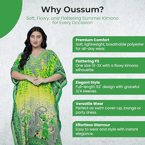 Image of Oussum Women Long Maxi Plus Size Polyester Kaftan Gown, Womens Kaftan Dresses Lounge Resort Wear, Plus Size Kaftan