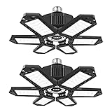 BRAINIAC 80W LED Garage Lights, 8000 Lumen LED Light Bulb with 6 Adjustable Panels, 6500K Daylight L