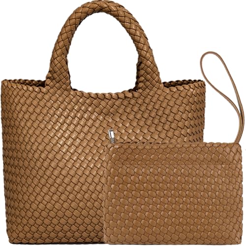 Image of JINMANXUE Fashion Woven Bag Shopper Bag Travel Handbags and Purses Women Tote Bag Large Capacity Shoulder Bags