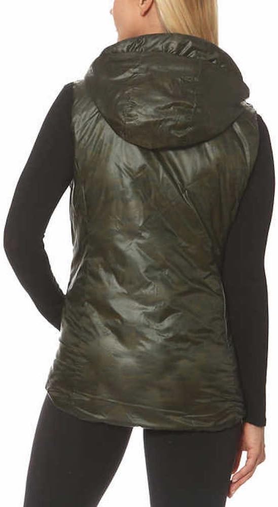 Gerry Women's Reversible Hooded Down Vest (Small, Black/Graph Plaid)