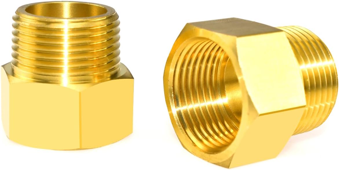 2 PCS Brass Pipe Fitting 3/4" NPT Female Thread Pipe x 3/4" NPT Male Thread Pipe Reducer Adapter Hose NPT Brass Connector