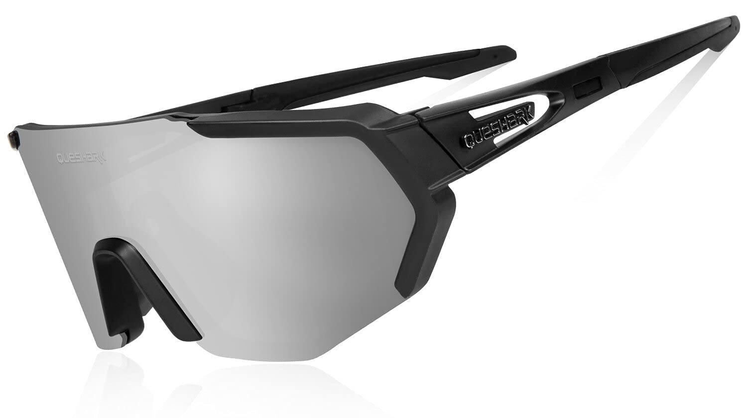 Queshark Polarizzati Anti-UV con 3 o 5 Lenti Occhiali da Ciclismo Bici MTB Intercambiabili per Sport Uomo Donna Guida Pesca Golf Baseball Corsa