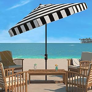 Safavieh Outdoor Elsa Fashion Line Black and White 11-foot Round UV Protected Umbrella Safavieh Outdoor Elsa Fashion Line Black and White 11 foot Round UV Protected Umbrella