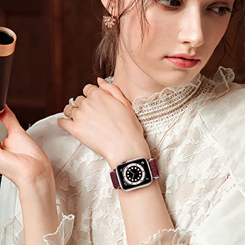 Image of 5 PACK Nylon Elastic Band Compatible with Apple Watch Bands 38MM 40MM 41MM 42MM 44MM 45MM for Women Men,Bold Adjustment Buckle iWatch Band for Series 8 /7 /6 /5 /4 /3 /2 /1 /SE