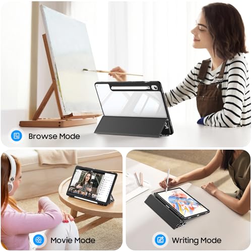 Image of Fintie Hybrid Slim Case for Samsung Galaxy Tab S9 FE 5G 10.9 Inch /Galaxy Tab S9 11 Inch 2023 with S Pen Holder, Shockproof Cover with Clear Transparent Back Shell, Auto Wake /Sleep, Composition Book