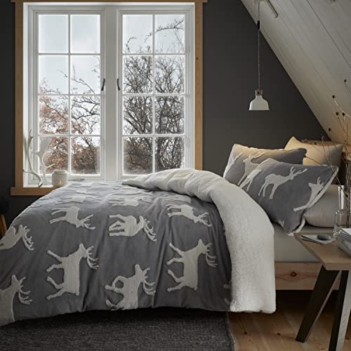 Catherine Lansfield Bedding Hirsch Sherpa-Jacquard-Bettwäsche-Set mit...
