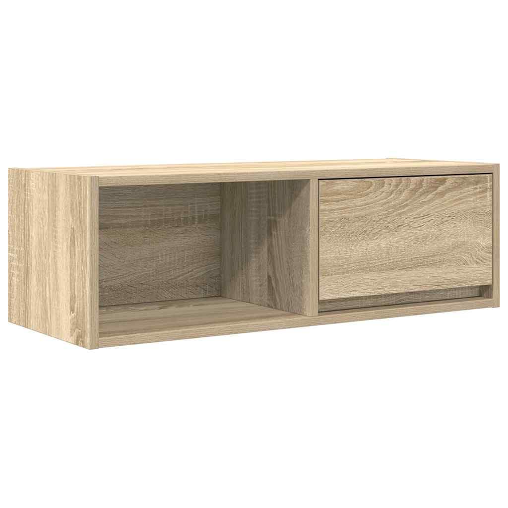 Szafki RTV 2 szt. Dąb Sonoma 80x31x25,5 cm Drewno klejone Wandmontage TV-Schrank Medienmöbel Set mit Schublade und Regal 60 kg Belastbar