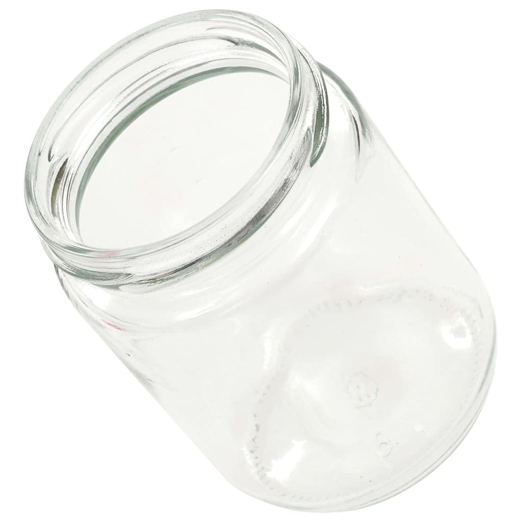 Vasetti per Marmellata in Vetro con Coperchio Bianco/Rosso, con Chiusura Ermetica e Ampia Apertura, Vasetti per Marmellata, Barattoli Vetro con Coperchio, 230 ml, 48 Pezzi