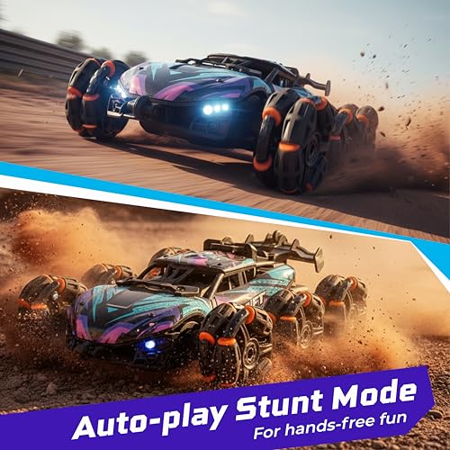 Image of Lifelong Remote Control Stunt Car for Kids 5+ yrs| 6x6 Off Road Car with 6 Wheels, 360 Spin, High Speed, Smoke, Lights, Rechargeable Battery | RC Toy for Boys & Girls (Purple & Blue, LLCSRC02)