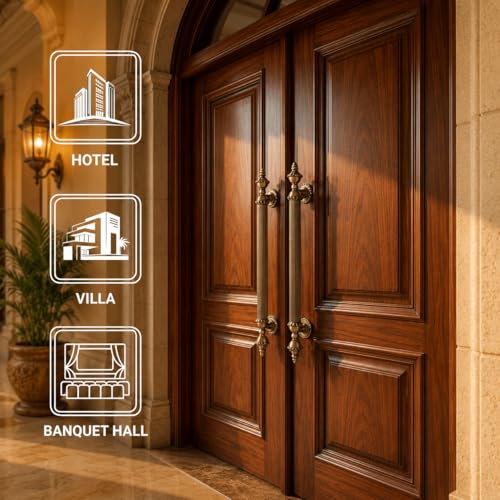 Image of GLOXY Premium Antique 30 inch Vintage Royal Taj Main Door Handle with 24 inch Hole-to-Hole Spacing - Decorative Push & Pull Aluminium Handle for Wooden & Glass Doors - Ideal for Homes, Villas & Restaurants