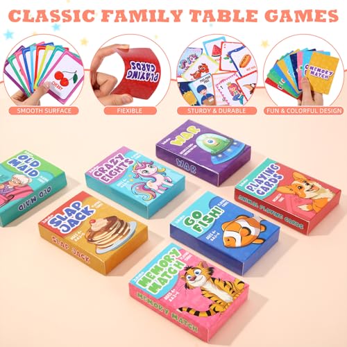 Zubebe 70 Pack Kids Card Games Gifts Bulk Classic Playing Card Game Set for Kids Includes Go Fish, Old Maid, Crazy Eights, Memory Match, Slap Jack, Playing Toy for Party Favors (Classic) - Image 3