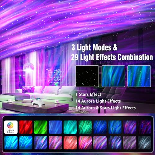 Image of Star Projector, Vinwark Galaxy Projector, Northern Lights Aurora Projector for Bedroom with Music Bluetooth Speaker and White Noise, Starry Night Light Projectors for Kids Adults