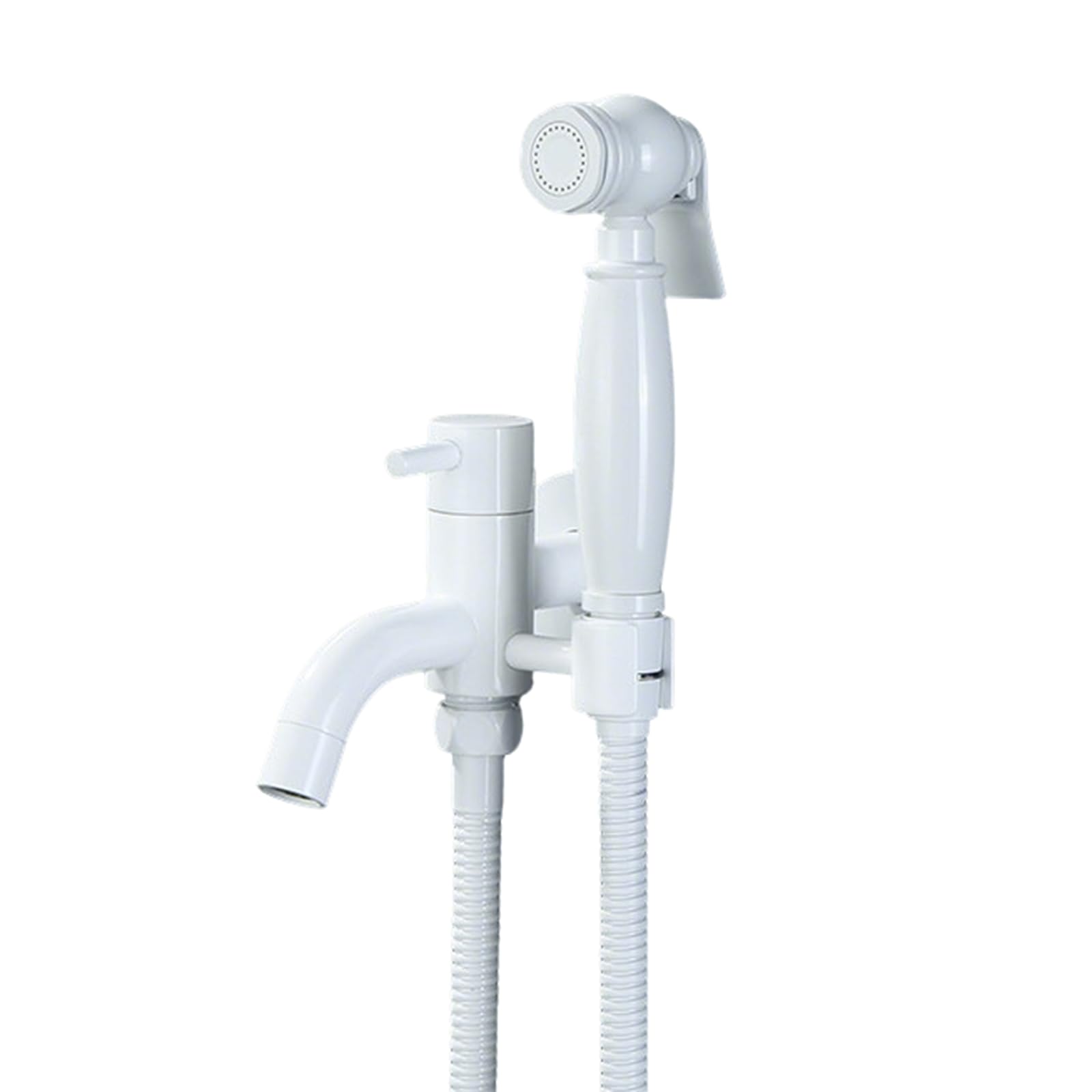 Kit de Pulverizador de Bidé de Mano de Pared Blanco con Tubo de 1,5M Kit Ducha Higienica para Wc Agua Fria para Balcón