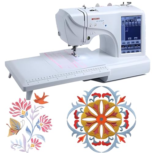 HuanEssentric Machine Coudre Et Brodeuse Automatique 162 Points avec écran Tactile LCD Zone Broderie 4x9,2 Alphabets,Bordures Idéale pour Débutants,Professionnels