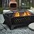 PHI VILLA 34" x 26" Firepits for Outside, Rectangular Wood Burning Outdoor Fire Pit with Spark Screen, Poker & Metal Grate, Stylish Patio FirePit for Cozy Nights