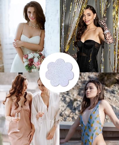 Image of Glitters Pasties Rave Pack Nipple Covers Stickers Disposable Sticky Breast Petals Bra Set for Women Rave Outfit Party