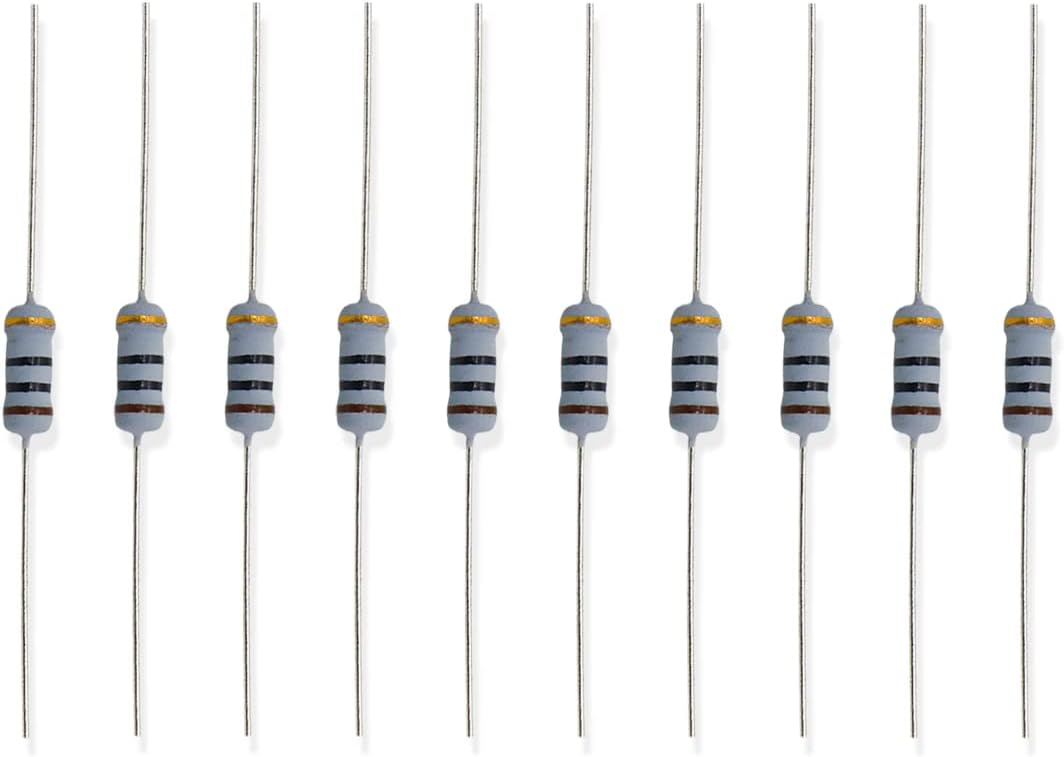 Electronic Spices 20Pcs 10 Ohm (Ω) 1 Watt ±5% Tolerance 10 Ohm MR Ω ohm MF Through Hole Resistors Axial Lead