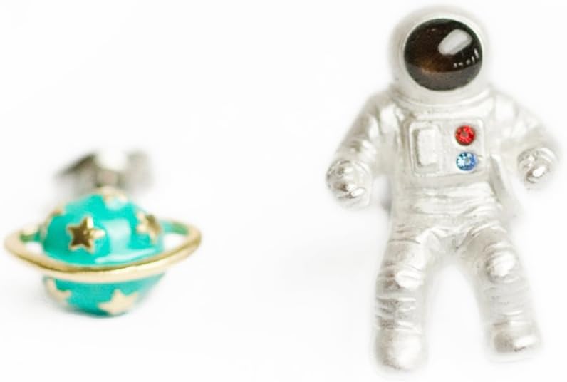 NASA astronaut and planet Saturn earrings / clip-ons - Japan design -cute style - anti-allergic