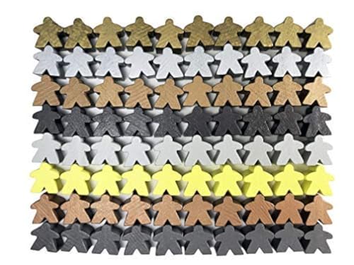 Apostrophe Games Multi-Color Wooden Board Game Accessories - Board Game Tokens, Player Pieces, Creative Projects (80 Metallic Meeples)