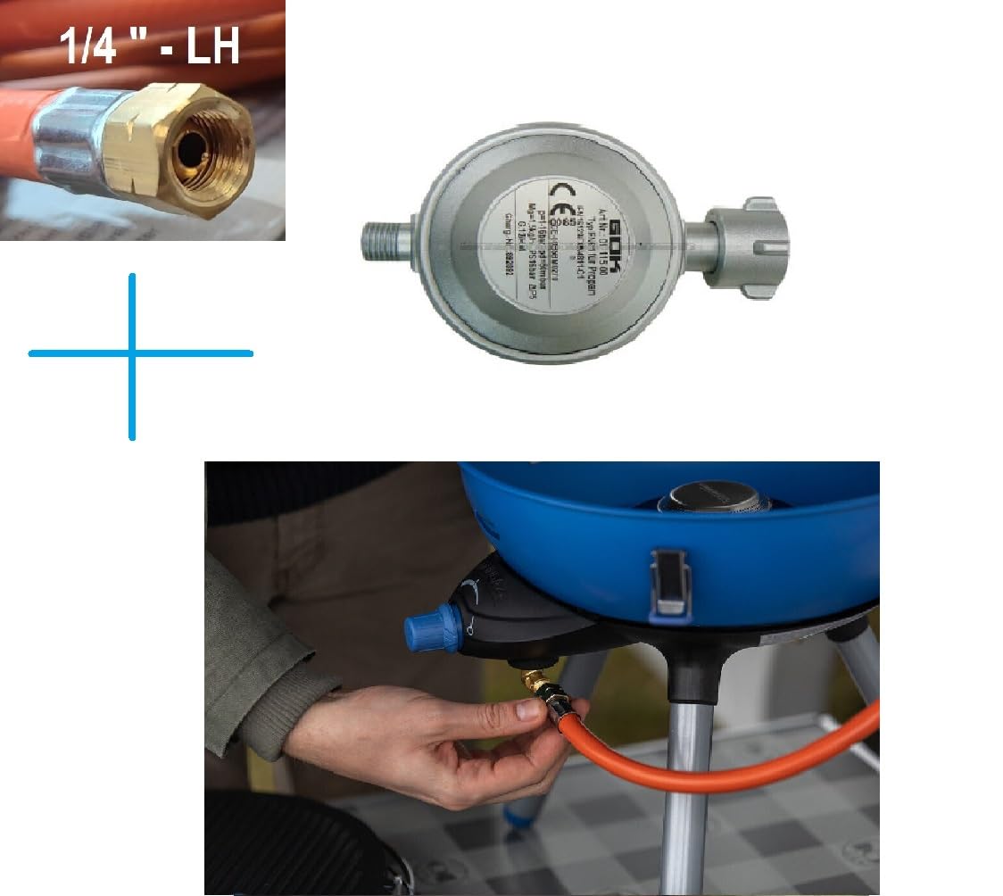 Manguera de gas propano butano | 500cm (5m) | DN 5 Type 21 - Conector LKS 3/8" pulgada | Manguera de gas para conexión rápida y conexión a una bombona de gas o cocina