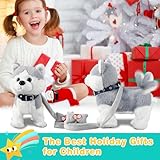 Marsjoy Husky Spielzeug Hund Ostern Geschenke für Kinder Haustier Hund Spielzeug Mädchen Junge Interaktives Plüschtier mit Gehen,Bellen,Schwanzwedeln, Singen Funktion