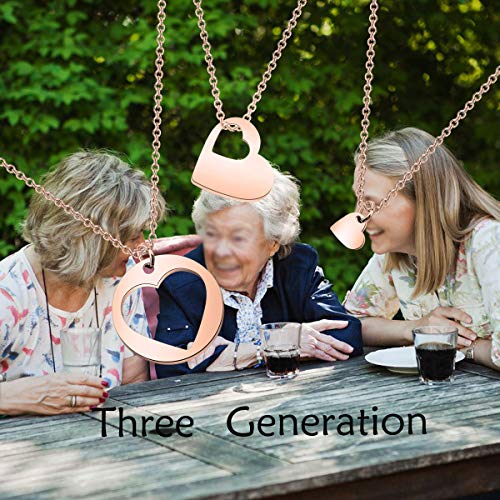 ENSIANTH Generations Necklace Set Mother's Day Gift Heart Cutout Necklace For Grandmother Mother Daughter (Generations Necklace RG) - Image 4