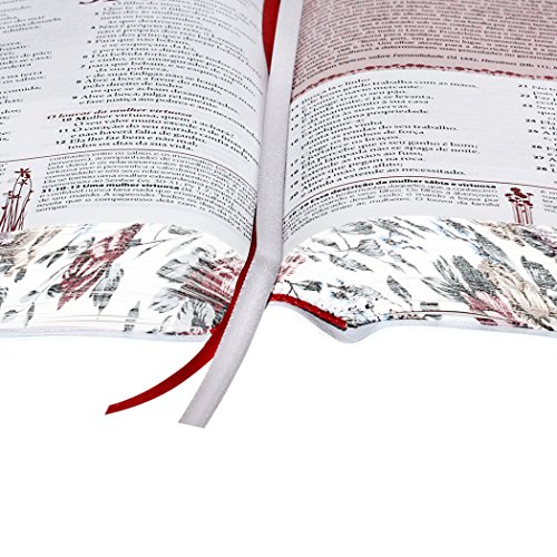 A Bíblia da Mulher - Couro bonded Branca com bordas floridas Tamanho Grande: Almeida Revista e Atual