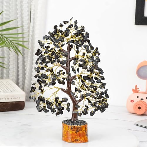 Image of Crocon Black Tourmaline Gemstone Tree of Life Crystals and Healing Stones, | Birthday Gifts for Women, Men & Friends, Gifts for Mom Birthday, Home Office Decor, Spiritual Gift for Women Bedroom Decor