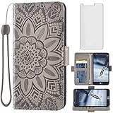 Asuwish Phone Case for LG Stylo 3 Stylo3 Plus with Tempered Glass Screen Protector and Wallet Flip Cover Credit Card Holder Cell LGstylo3 Style 03 3+ Stylus 3Plus LS777 LGL84VL L84VL Women Men Grey