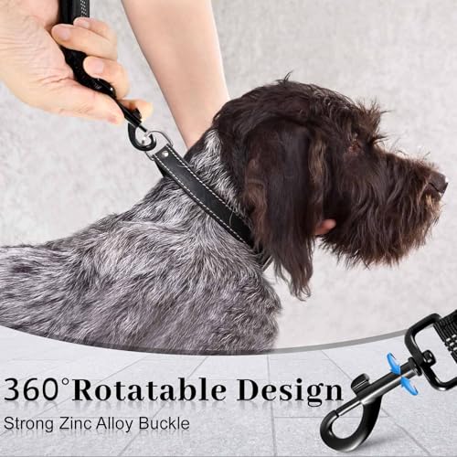 2 Stuck Hundeleine Kurz 30 cm,Kurze Leine für Hunde, Kurzleine Hund mit Gepolsterten Griff, Hundeleine Kurz um 360° Drehbar Reflektierend Nylon Hunde Schleppleine für Große und Mittlere Hund(Schwarz)