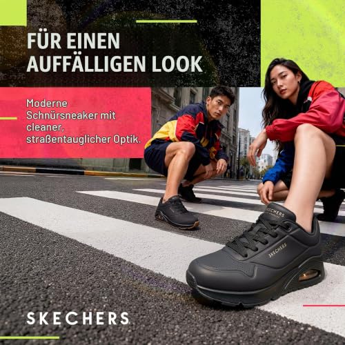 Skechers Damen UNO Stand On Air Weit Trainers, Black, 38.5 EU Weit – Ansicht 3