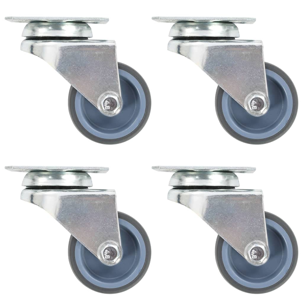 Lenkrollen mit Zwillingsrad 50 mm, 4 Stück, TPR Material und verzinkter Eisenrahmen, für Materialtransport, Transportwagen, Hubwagen, Werkstatt, Industrie, Lager und Umzug