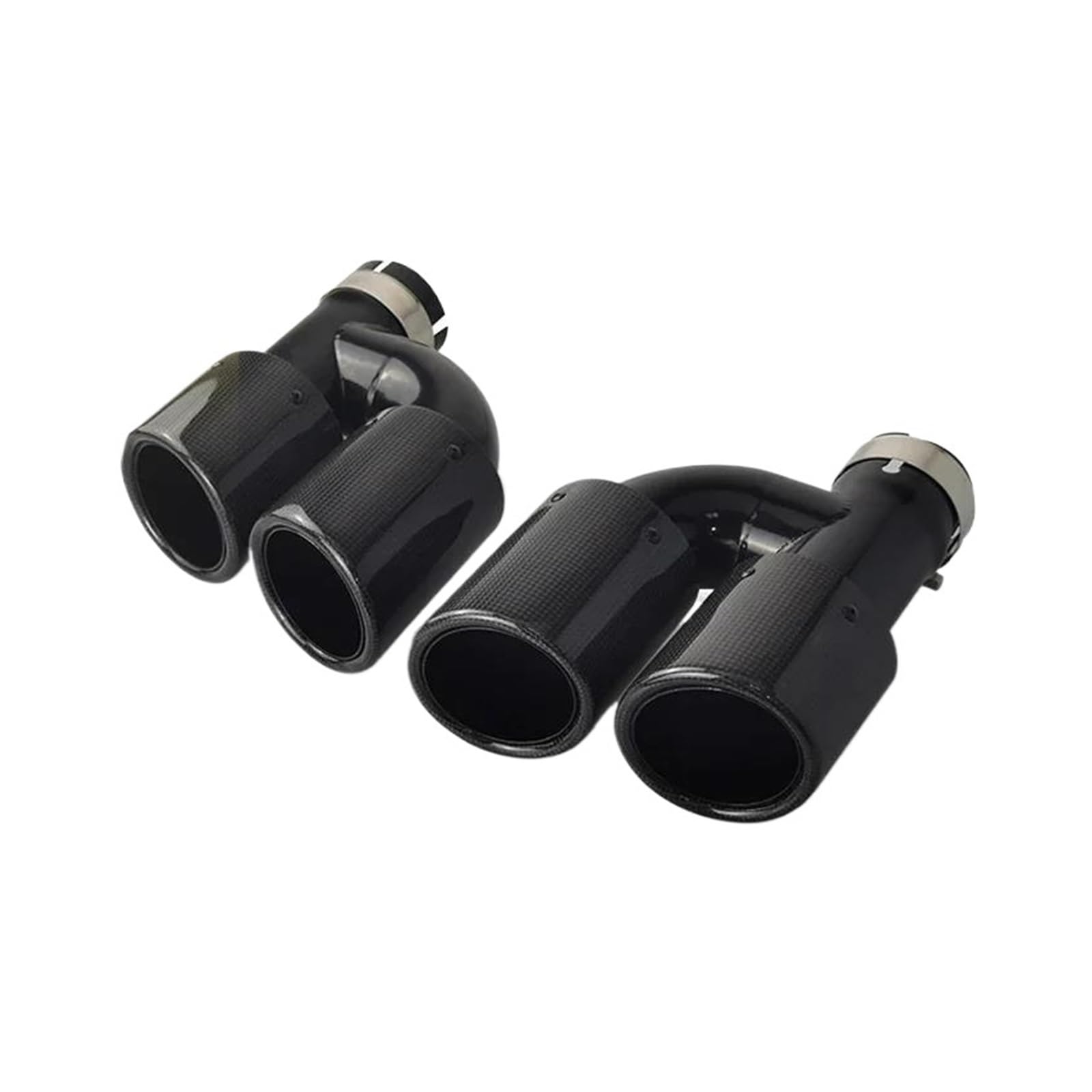 Doppel Endrohr FÜR A4L A5 A6L FÜR Ändern SH Typ Crabon Faser Vier Out Tail Throat Schwarz Düse Auspuff Dual Tipps Schalldämpferendrohr(Right : 63mm)