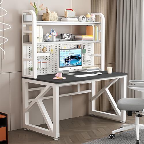 Dnowegas 学習机多機能 学習デスク 勉強机 pcデスク パソコンゲーム机 ゲーミングデスク 多層収納スペース 書棚付きデスク キッズデスクセット ペグボード付きデスク 子供用デスク DIY収納 寝室 書斎 ペグボード 大容量トレー付き モダン 耐荷