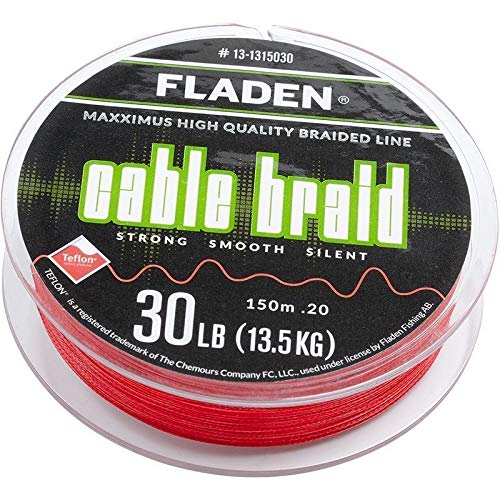 FLADEN Fishing 150m Spools of Quality CABLE BRAID Strong Smooth Teflon Coated Braided Line Ideal Spinning (Red, 150m